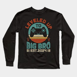 Promoted To Big Bro 2024 Leveled Up To Big Brother Est 2024 Long Sleeve T-Shirt